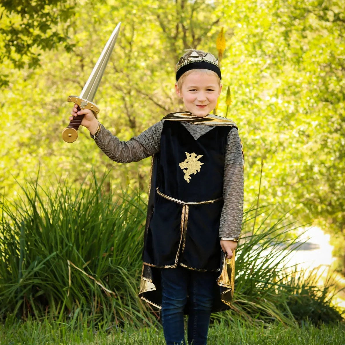 Déguisement de chevalier avec cape et couronne - Or