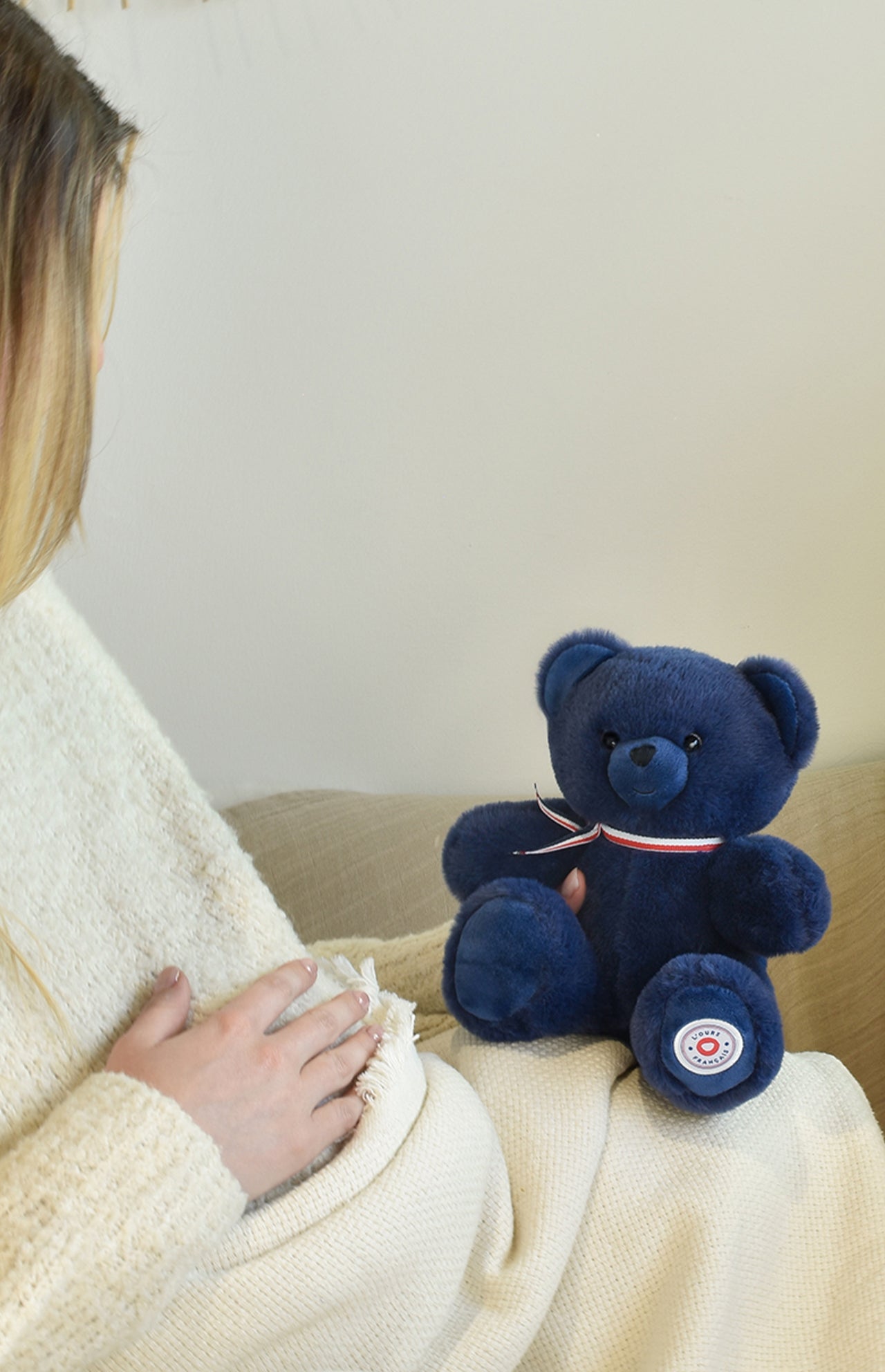 Ours en Peluche Articulé Français - 25 cm - Bleu marine