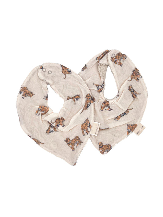 Lot de 2 bavoirs bandana Mael - Tigre Brown