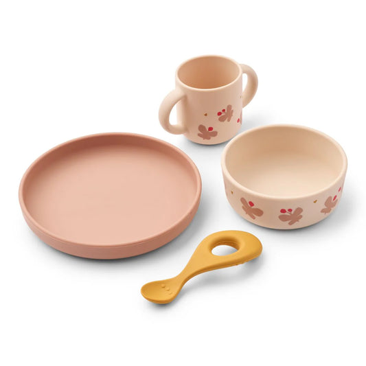 Set de Vaisselle en Silicone Vivi - Butterfly / Apple blossom