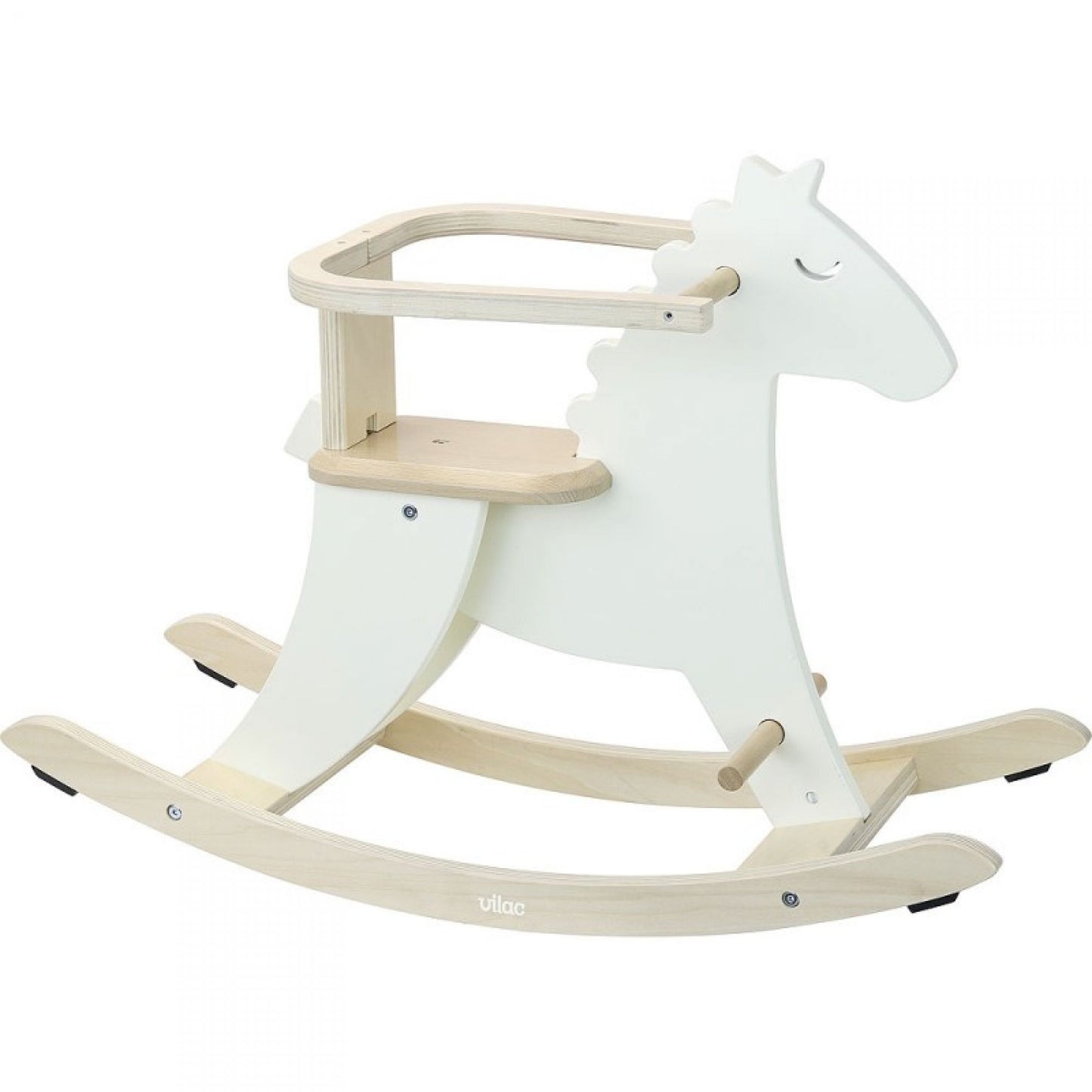 Cheval à bascule en bois Hudada - Ivoire avec arceau