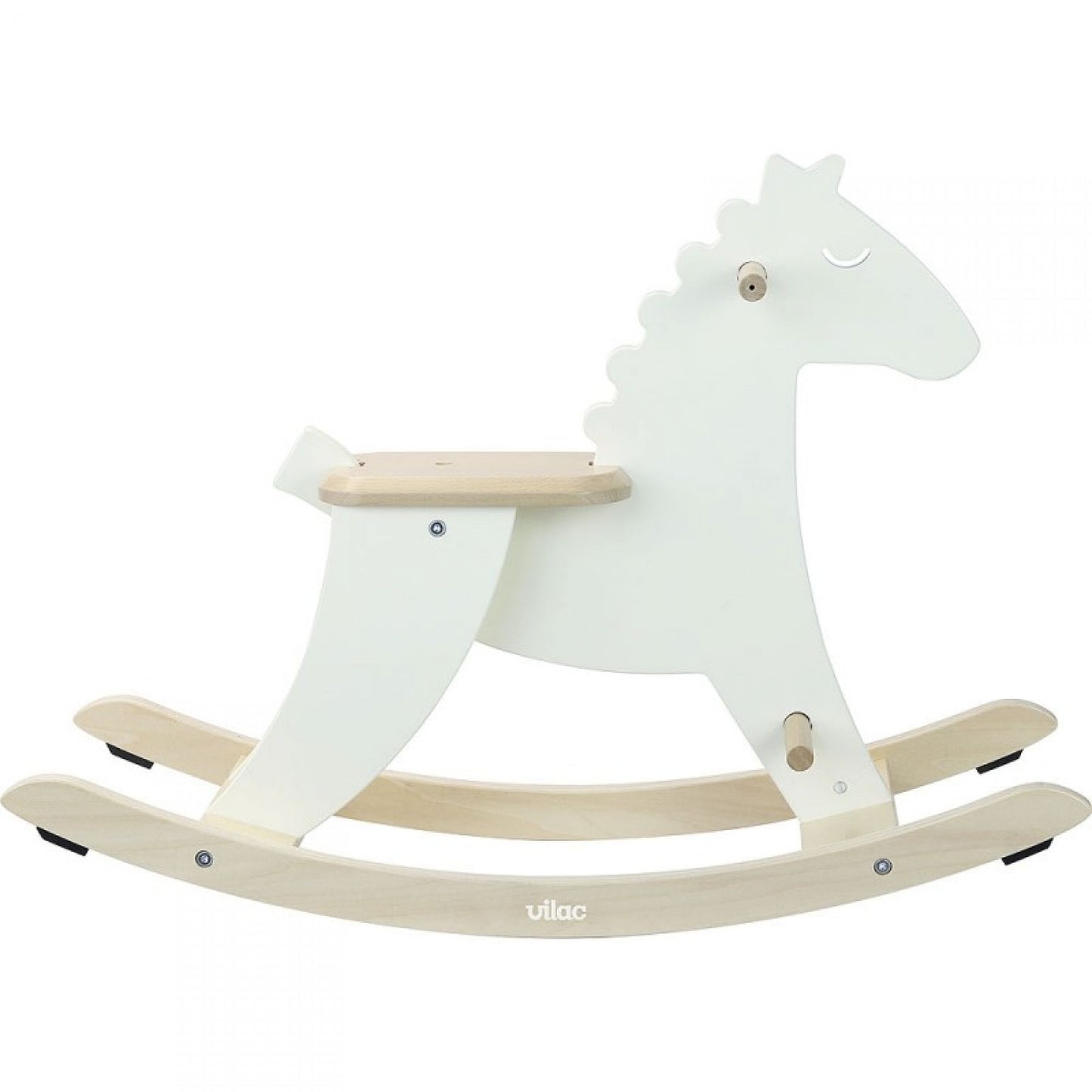 Cheval à bascule en bois Hudada - Ivoire avec arceau