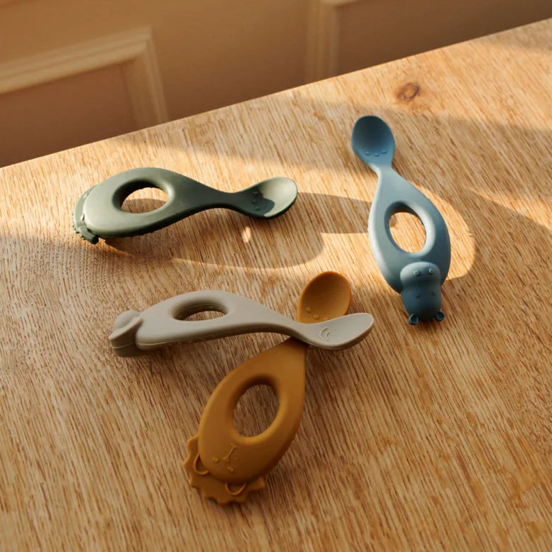 Lot de 4 cuillères en silicone Liva - Safari / Blue Multi Mix