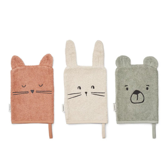 Lot de 3 gants de toilette Sylvester - Dove Blue Mix