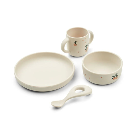 Set de Vaisselle en Silicone Vivi - Peach / Sea shell mix