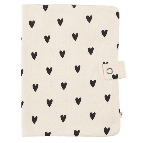 Protège carnet de santé - Petits coeurs - Écru