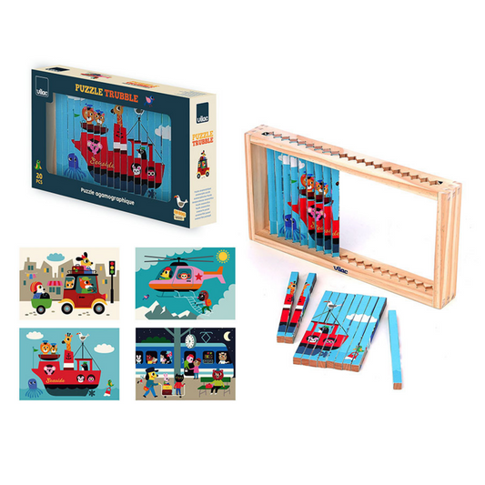 Puzzle 4 Dimensions en bois, Les transports - Ingela P.Arrhenius