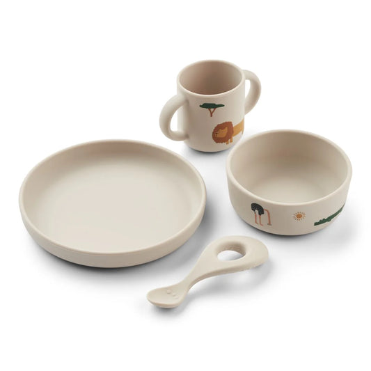 Set de Vaisselle en Silicone Vivi - Safari Sandy Mix