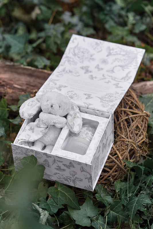 Coffret biberon et doudou - Toile de jouy gris Élhée x Tartine et Chocolat