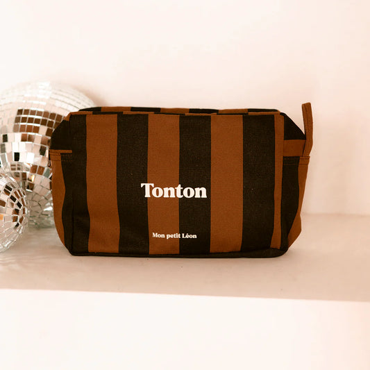 Trousse de toilette coton -Rayures marrons et noirs, Tonton
