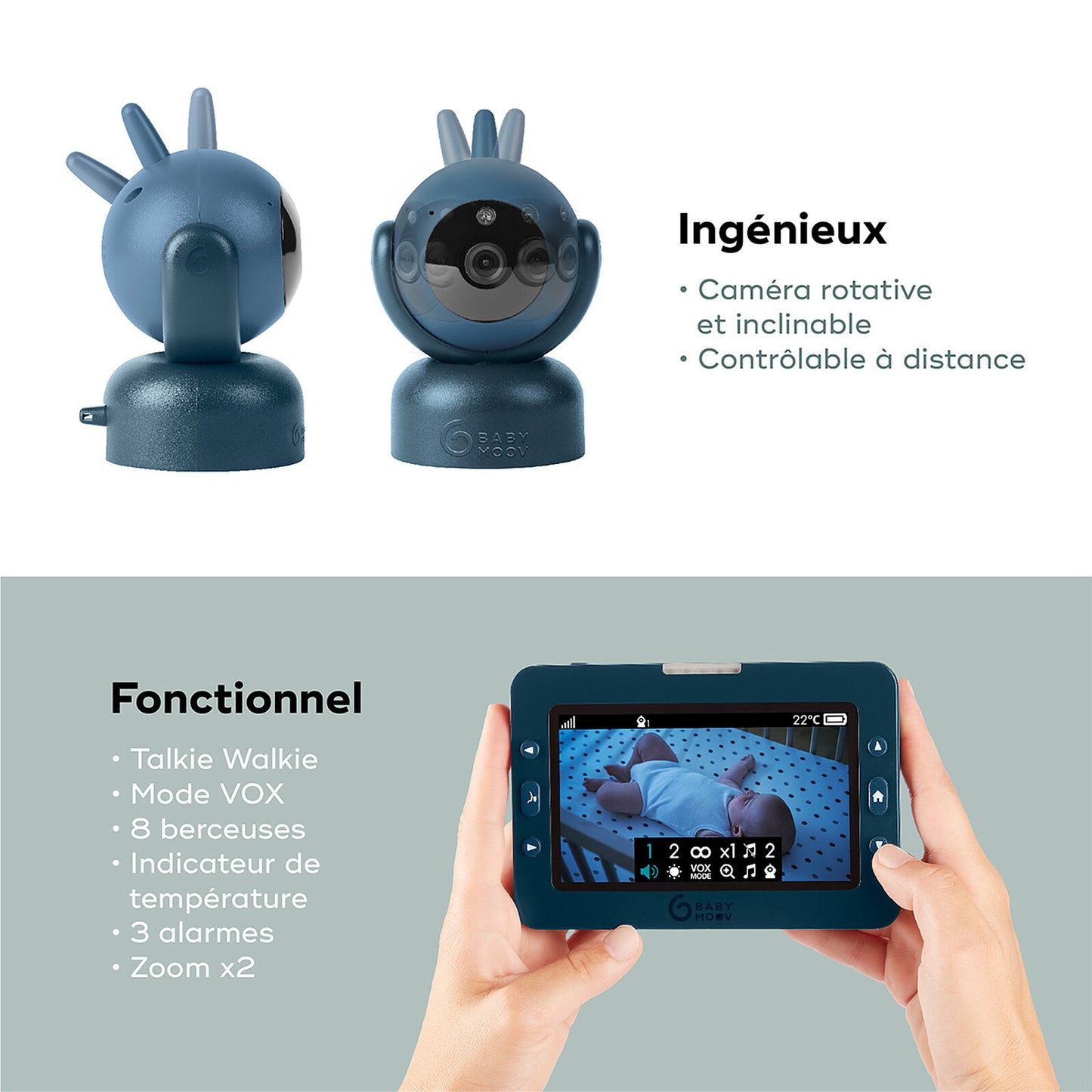 Babyphone Caméra rotatif YOO-Master(+) 5" HD